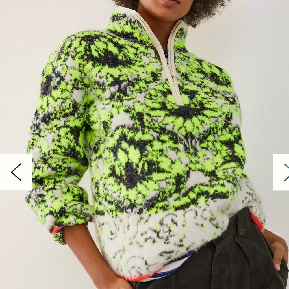Anthropologie Cristinia Neon Fuzzy Sweater